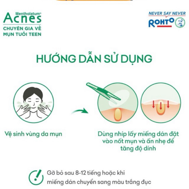 Miếng dán mụn giúp giảm mụn sưng viêm Acnes Clear Patch (24 Miếng)