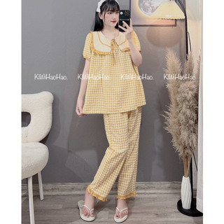 Bộ bầu - bộ sau sinh - BỘ QUẦN DÀI ÁO CỘC ĐŨI THÁI KẺ CỔ LÁ KÈM DÂY BUỘC - 5 Màu { Freeship }