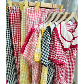 Bộ bầu - bộ sau sinh - BỘ QUẦN DÀI ÁO CỘC ĐŨI THÁI KẺ CỔ LÁ KÈM DÂY BUỘC - 5 Màu { Freeship }