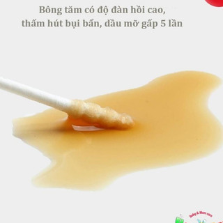 Tăm bông cho bé sơ sinh, bông tự nhiên, hộp 200 que Misuta ( Hàng cao cấp Pabyhoop)