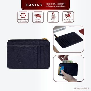 SIMPLE HAVIAS ví mini card có ngăn kéo da Crossgrain thật nhập khẩu 100%