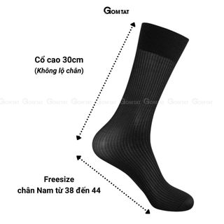 Tất giày tây nam GOMTAT chất liệu sợi Nylon cao cấp, họa tiết sọc gân, siêu mỏng xuyên thấu, mềm mịn - D16-A094-1DOI