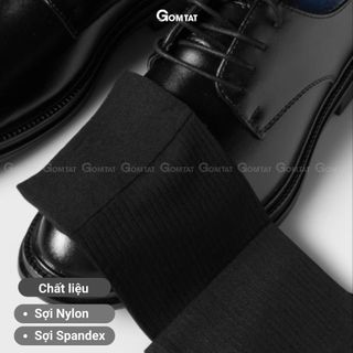 Tất giày tây nam GOMTAT chất liệu sợi Nylon cao cấp, họa tiết sọc gân, siêu mỏng xuyên thấu, mềm mịn - D16-A094-1DOI