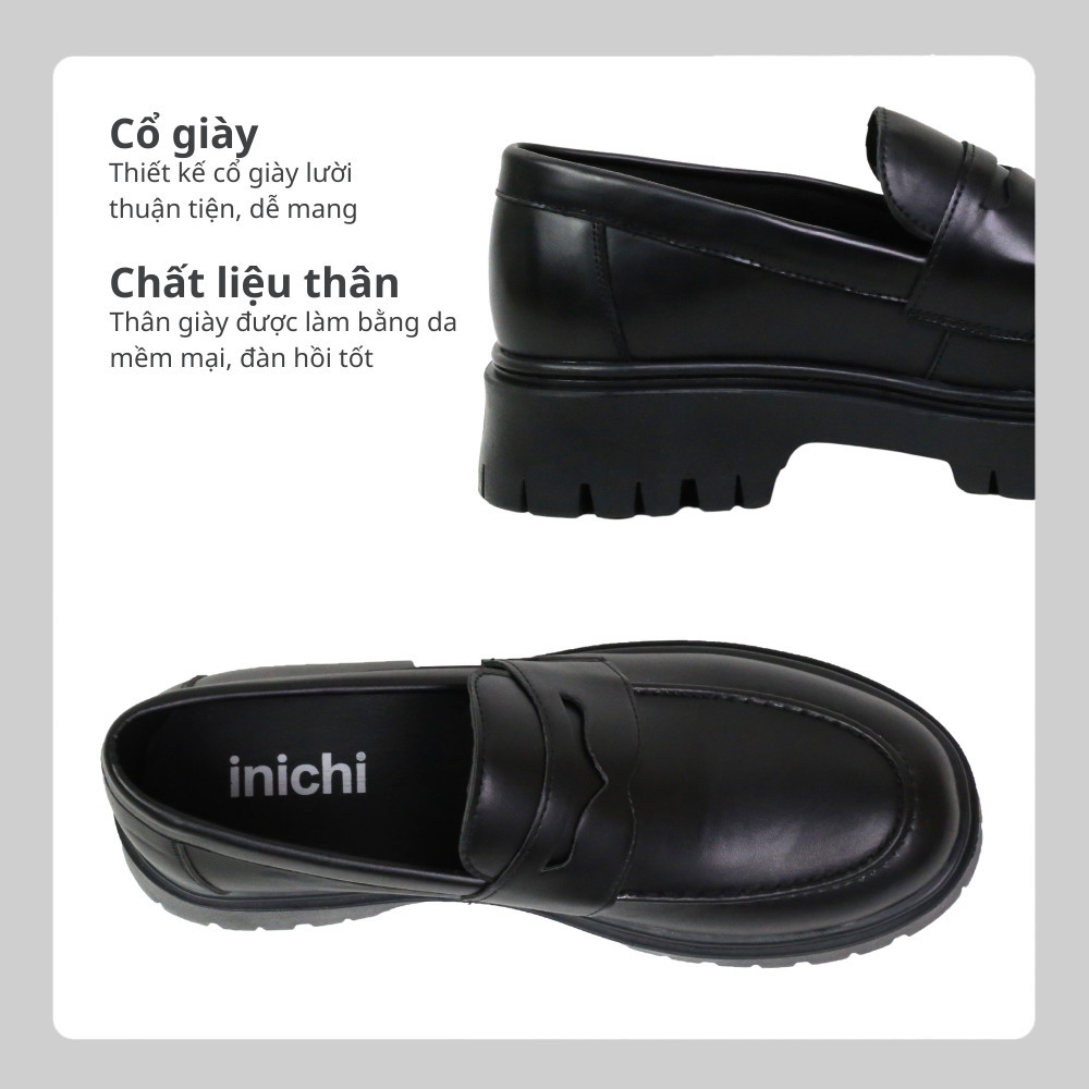 Ảnh Giày da chunky loafer công sở thời trang INICHI G1229 da lì đế chunky thời trang 3