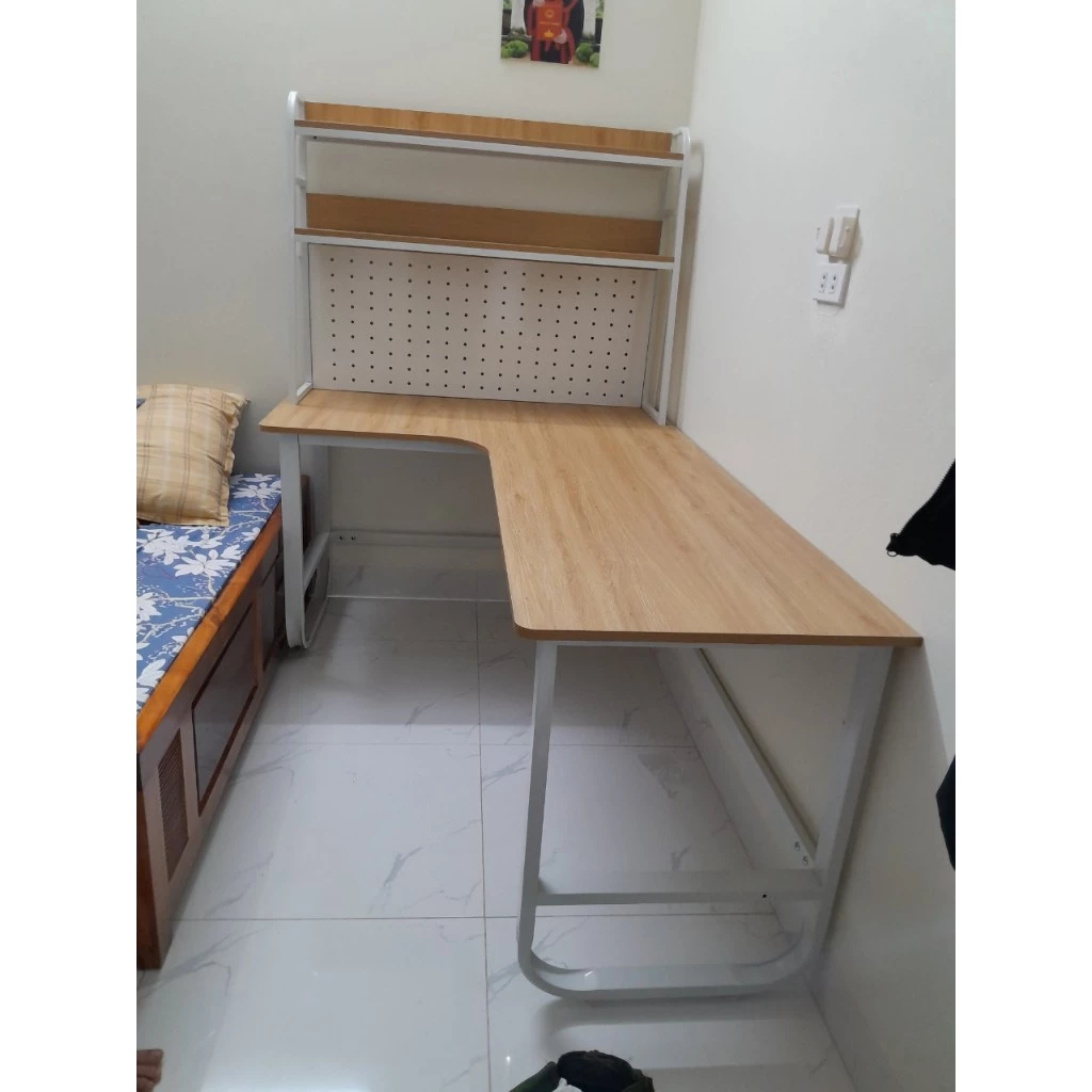 Bàn Làm Việc, Bàn Học Chữ L Lắp Được Cả Trái Và Phải Kèm Kệ Sách Thiết Kế Thông Minh Nhiều Màu Sắc