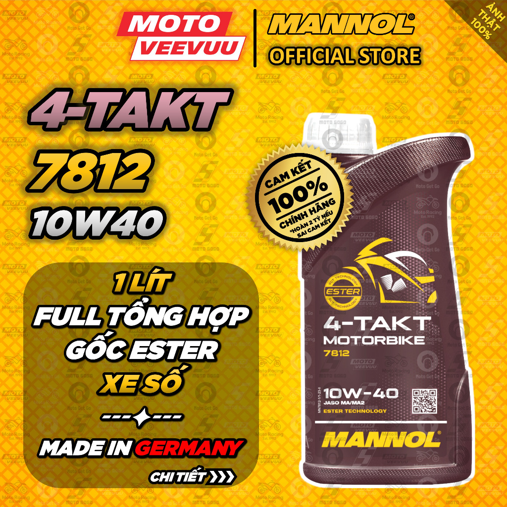 [MTVV] Nhớt Mannol 10W40 MOTORBIKE 4- TAKT 7812 CÔNG NGHỆ ESTER ...