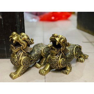 Cặp Tỳ hưu Vảy Tiền bằng đồng Cỡ lớn  Vật phẩm phong thuỷ quà tặng trưng bày trang trí