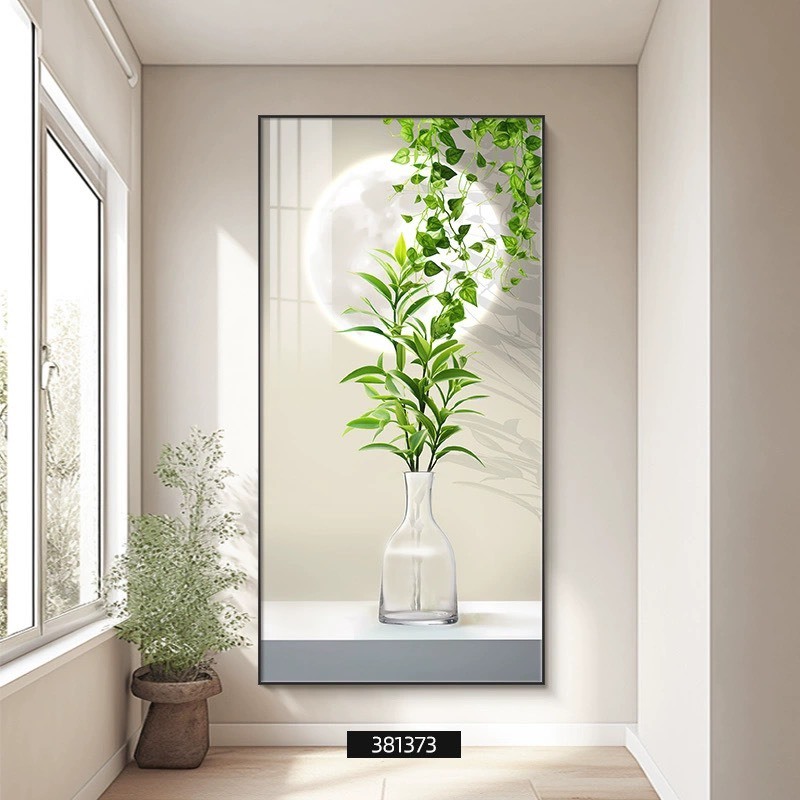 Tranh cây lá xanh tươi phong cảnh tráng gương, trang trí nhà ở, phòng khách, phòng bếp tạo không gian xanh