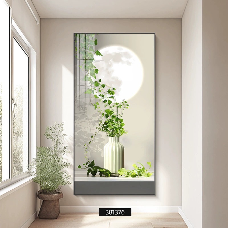 Tranh cây lá xanh tươi phong cảnh tráng gương, trang trí nhà ở, phòng khách, phòng bếp tạo không gian xanh