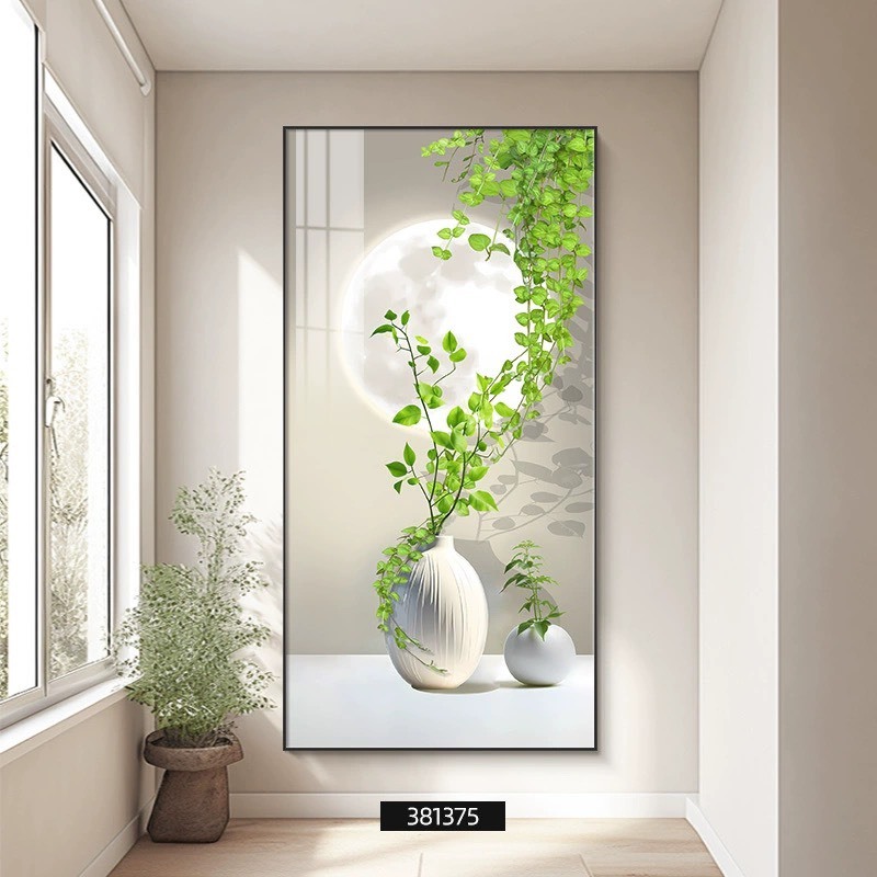 Tranh cây lá xanh tươi phong cảnh tráng gương, trang trí nhà ở, phòng khách, phòng bếp tạo không gian xanh
