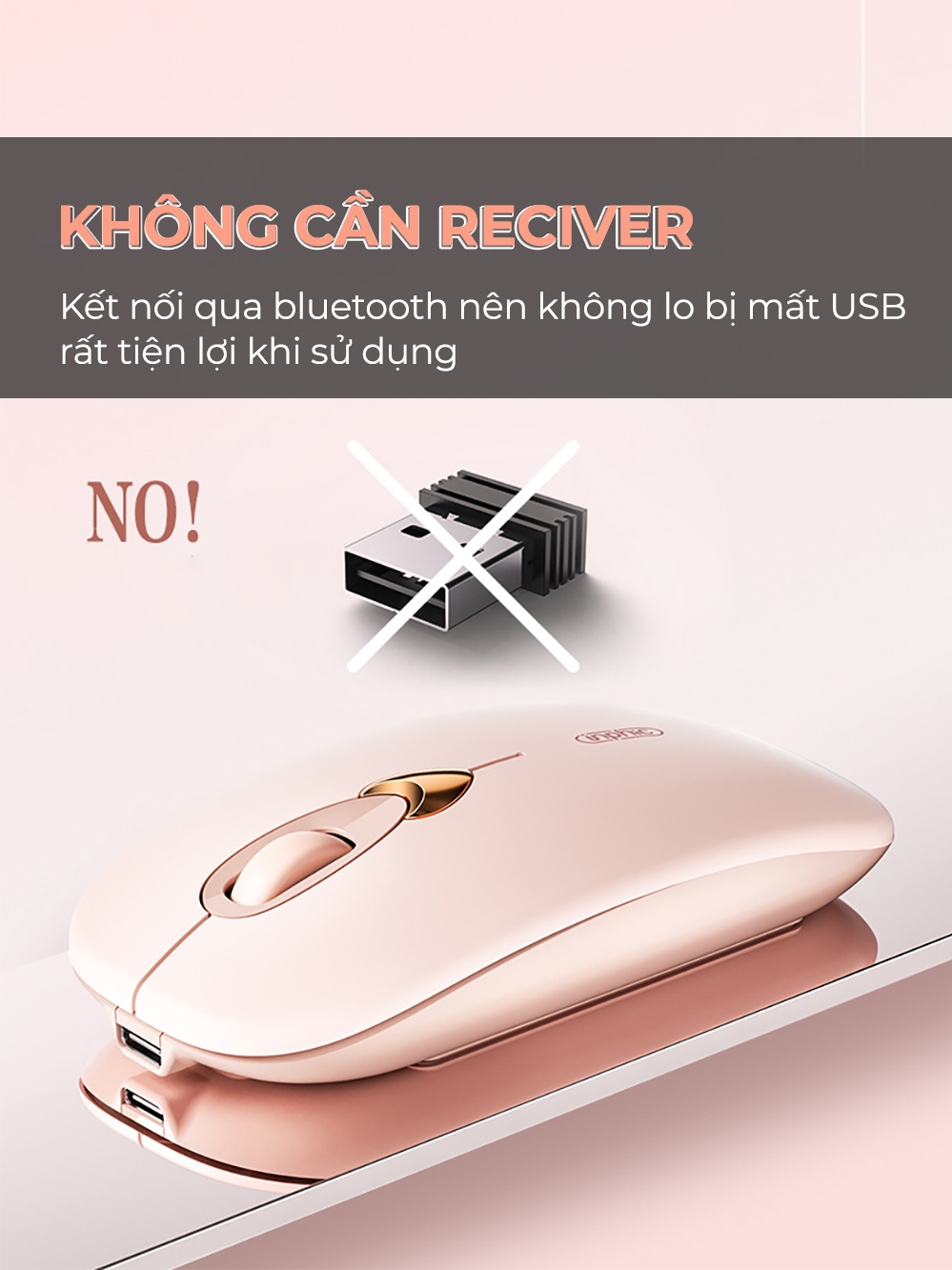 Chuột bluetooth không dây SIDOTECH Q8 hồng cute silent chống ồn pin sạc BT5.1 có chỉnh DPI cho laptop ipad táo macbook - ảnh 3