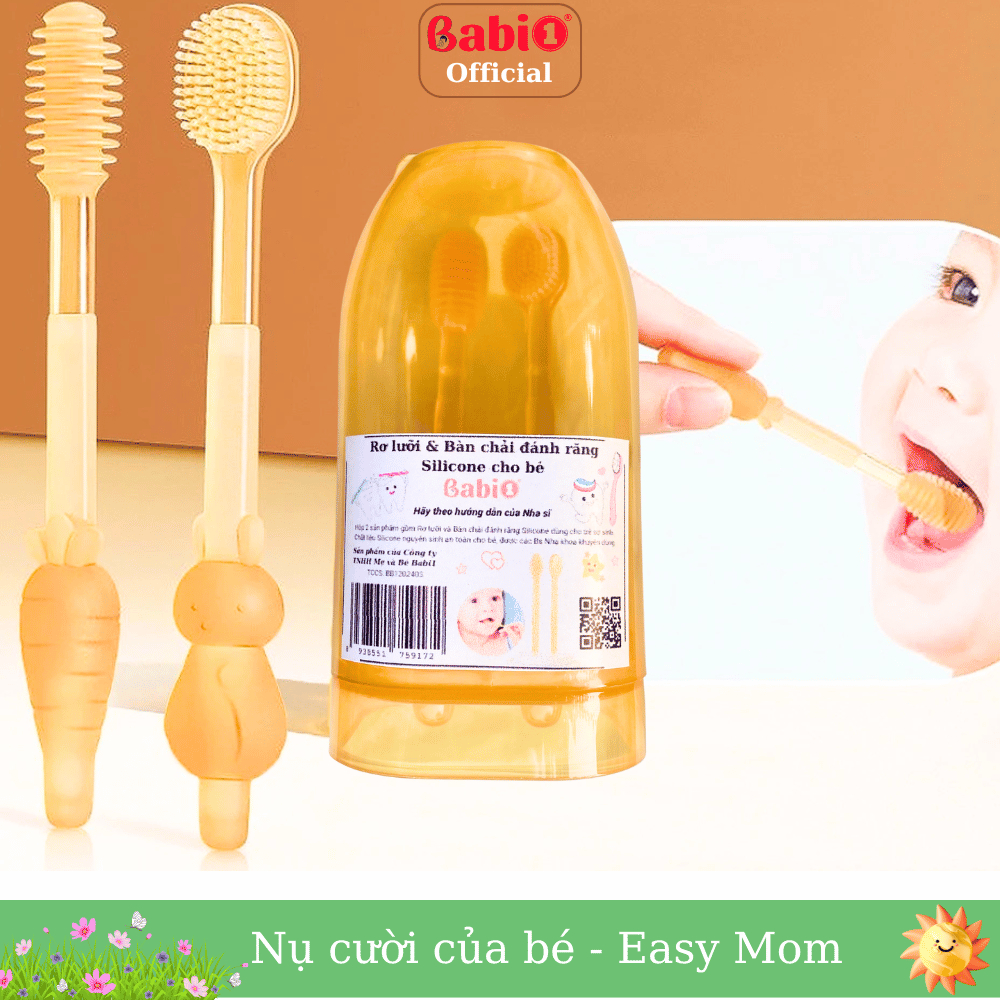 Set Rơ Lưỡi Bàn Chải Silicon Babi 1 Chăm Sóc Răng Miệng Cho Bé