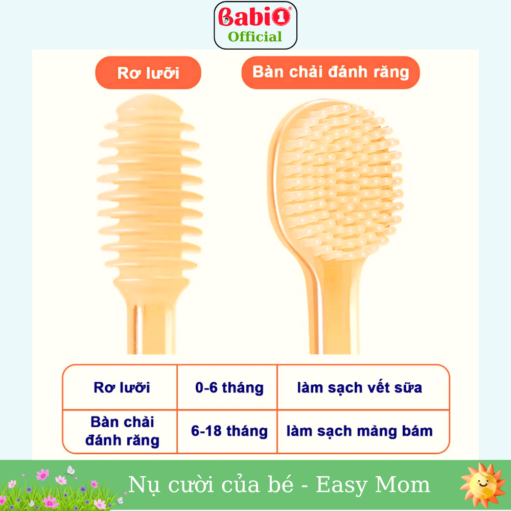 Set Rơ Lưỡi Bàn Chải Silicon Babi 1 Chăm Sóc Răng Miệng Cho Bé