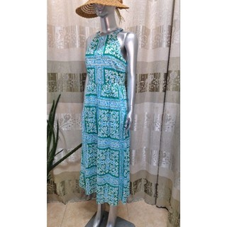 Đầm TALBOTS không tay có túi hoa văn xanh cốm size 6(N90-95,E80-85)