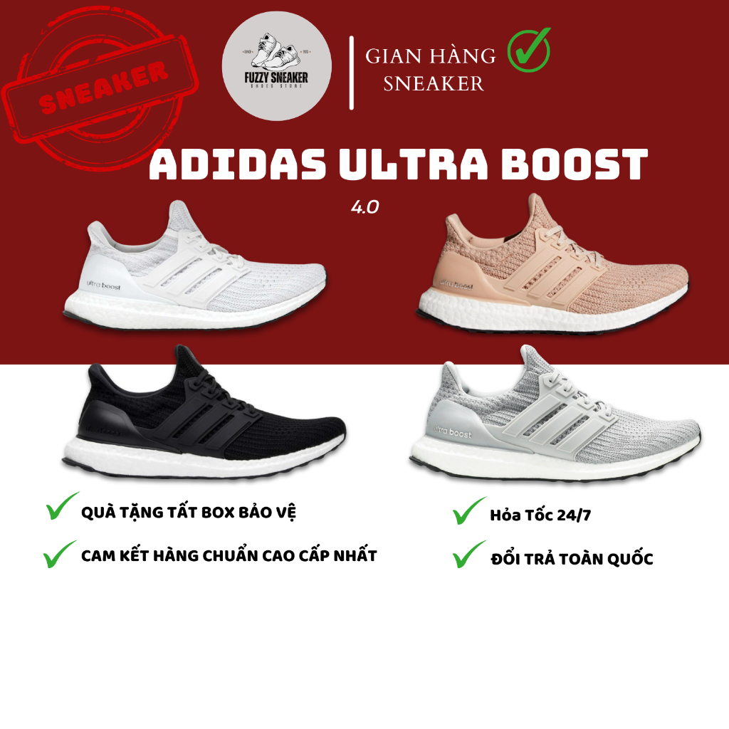 Giày adidas Ultra boost 4.0 Triple White 4 phối màu nam nữ đế nhẹ phù ...