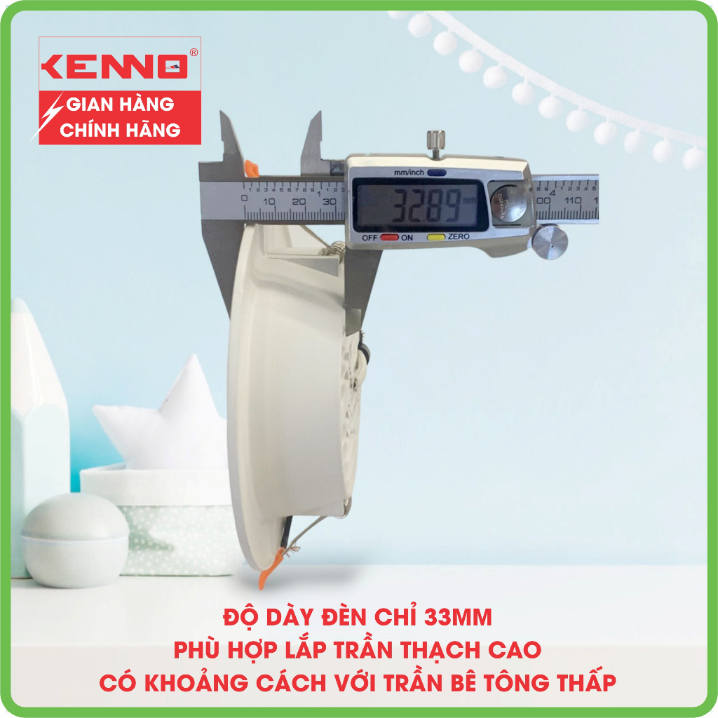 Đèn Âm Trần Viền Trắng Trơn KENNO phi 75mm công suất 9W ánh sáng trắng vàng đổi màu, siêu sáng
