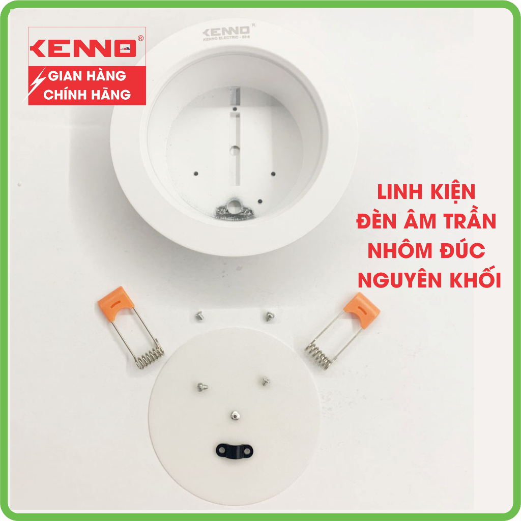 Đèn Âm Trần Viền Trắng Trơn KENNO phi 75mm công suất 9W ánh sáng trắng vàng đổi màu, siêu sáng