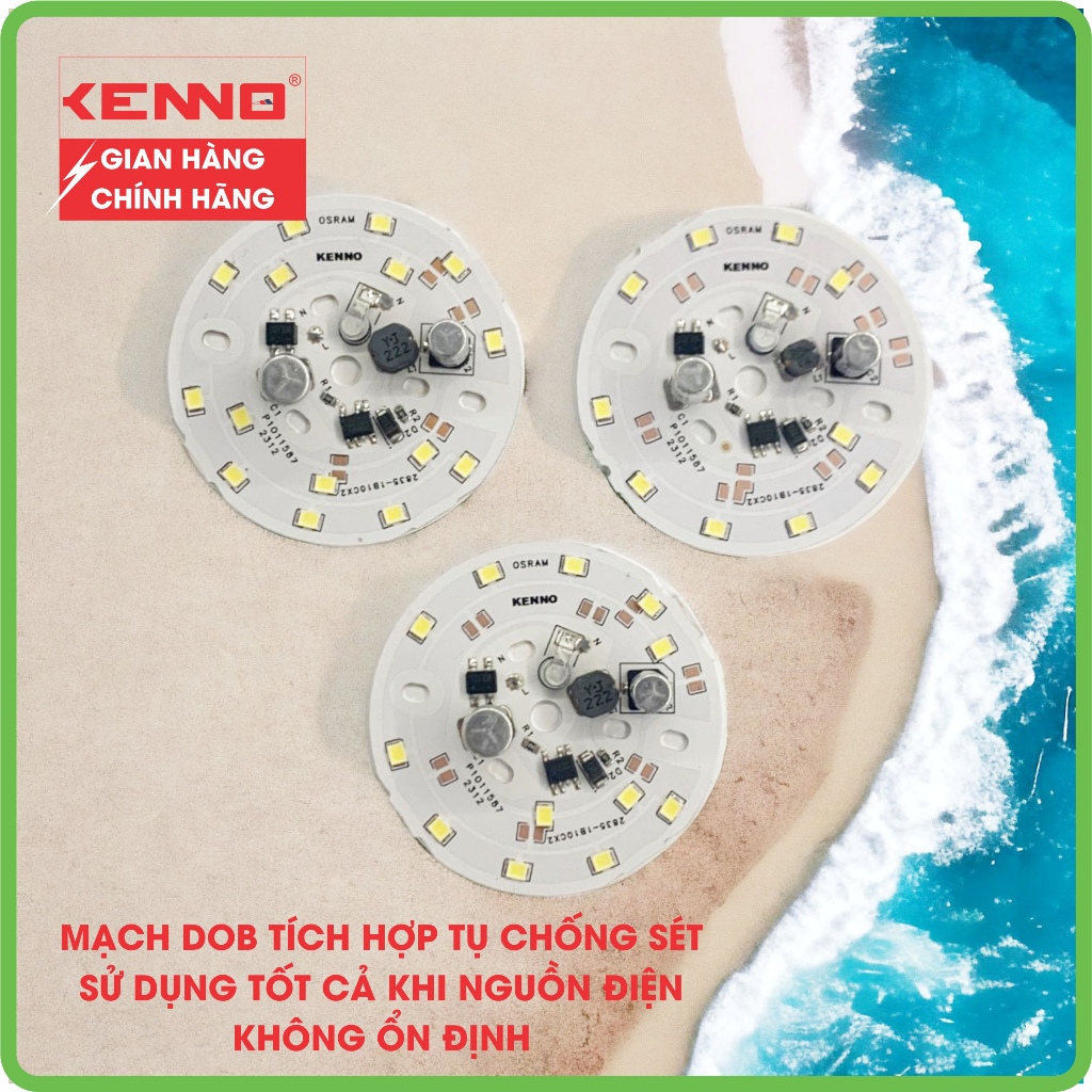 Đèn Âm Trần Viền Trắng Trơn KENNO phi 75mm công suất 9W ánh sáng trắng vàng đổi màu, siêu sáng