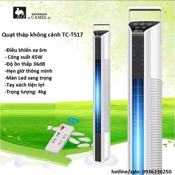 Quạt tháp không cánh CAMEL Có Điều Khiển Từ Xa, Quạt Đứng Điều Hòa màn LED Sang Trọng 2024- HÀNG NHẬP KHẨU