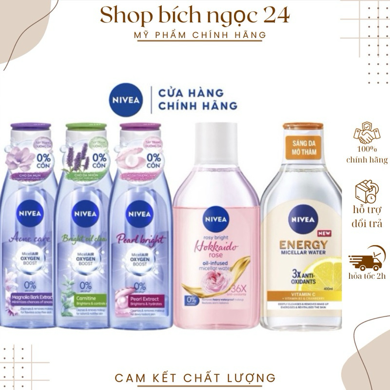 Nước Tẩy Trang NIVEA 200ml, tẩy trang 400ml, tẩy trang 200ml các màu