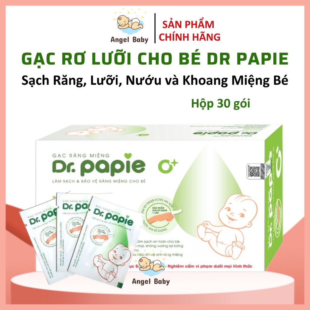 Gạc rơ lưỡi cho bé Dr Papie chính hãng, giúp vệ sinh răng miệng sạch sẽ ...