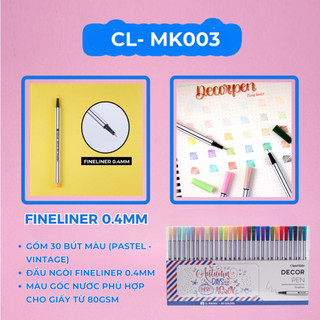 Bút Decor Pen CLASSMATE 30 Màu Ngòi Fineliner 0.4mm Dùng Đi Nét, Viết Calligraphy, Trang Trí Sổ Vở CL-MK003