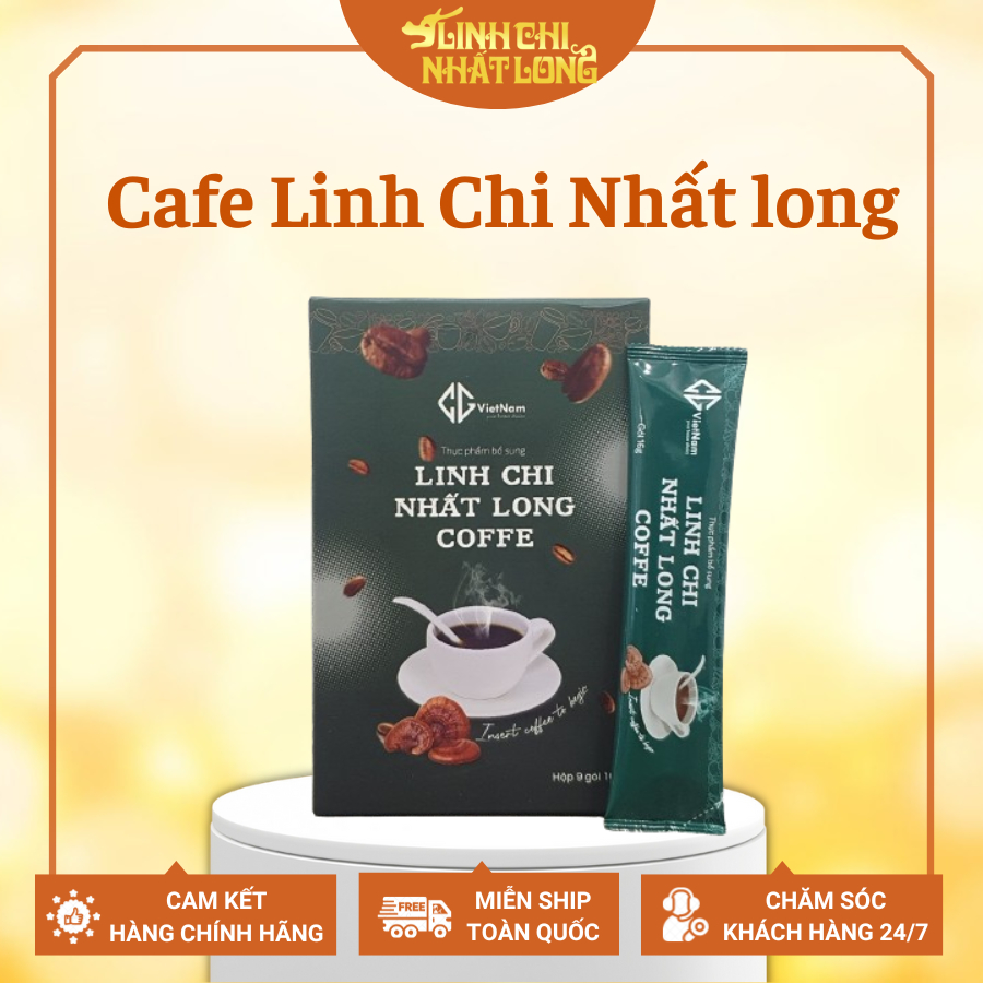 Cafe hòa tan linh chi nhất long - hộp  9 gói - giúp tính táo tập trung khi làm việc nhưng lại không gây mất ngủ