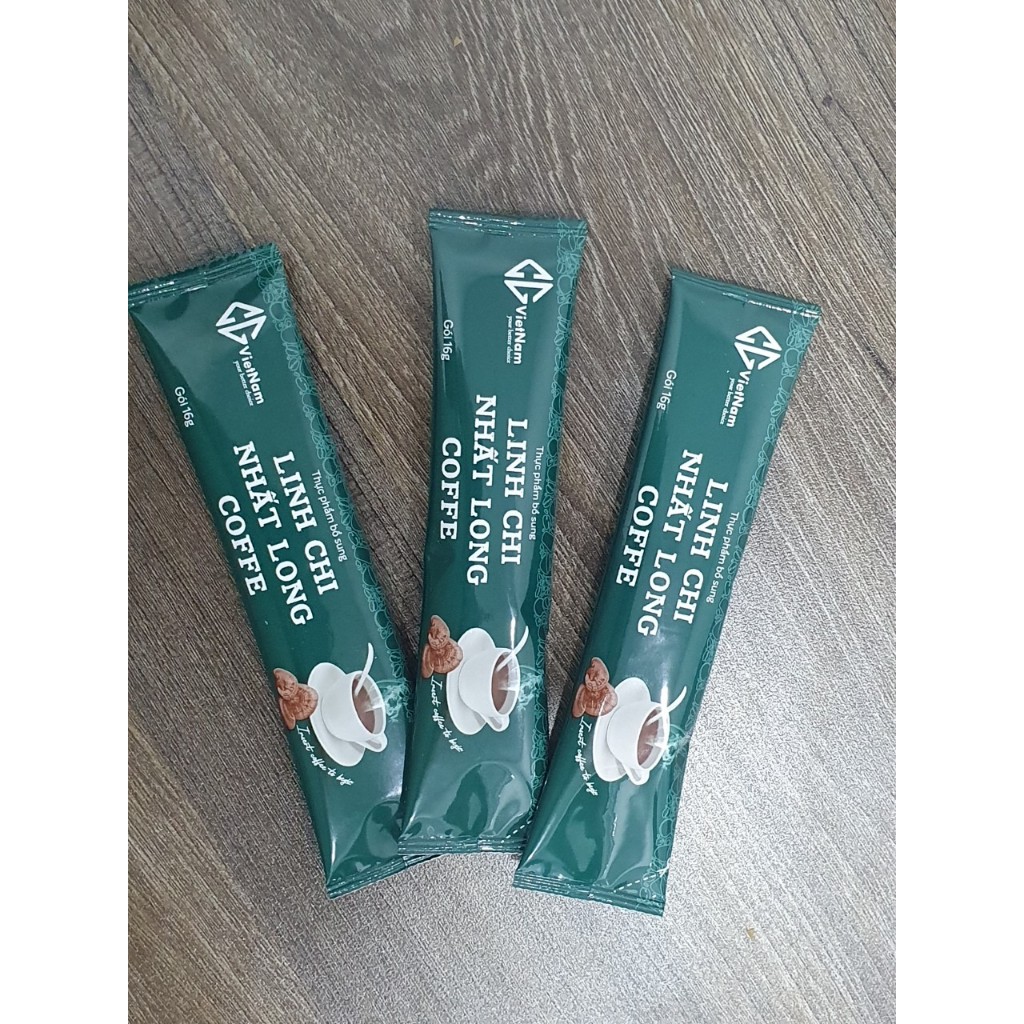 Cafe hòa tan linh chi nhất long - hộp  9 gói - giúp tính táo tập trung khi làm việc nhưng lại không gây mất ngủ