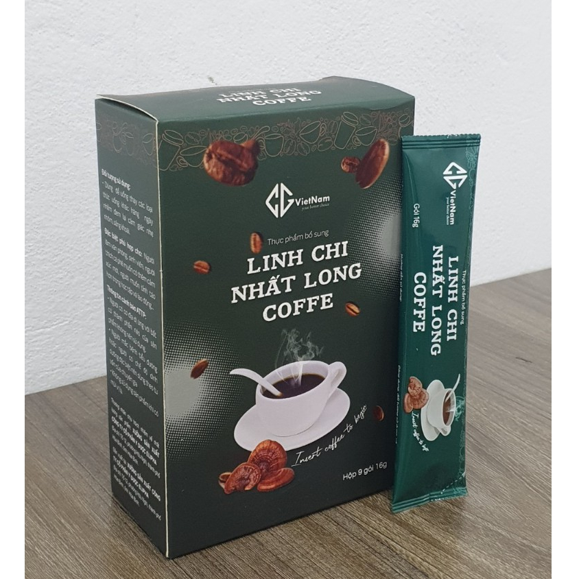 Cafe hòa tan linh chi nhất long - hộp  9 gói - giúp tính táo tập trung khi làm việc nhưng lại không gây mất ngủ