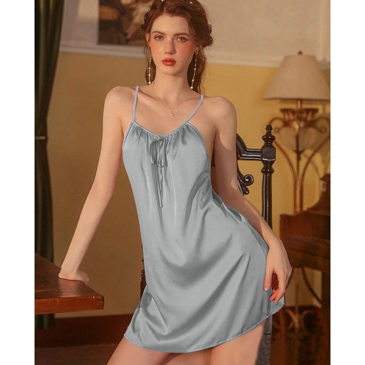 Áo Đầm Ngủ Hai Dây Lụa Mềm Mịn AMANTA AMTD96