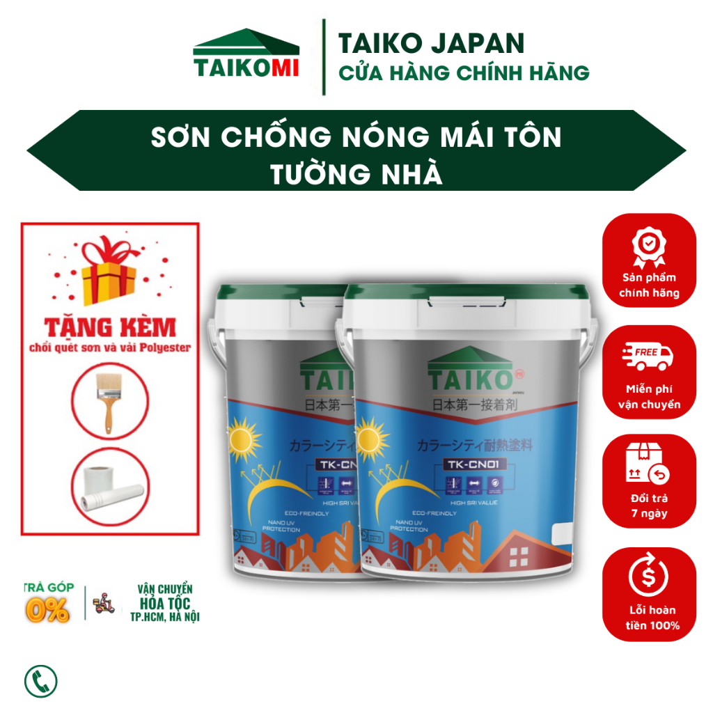 Combo 2L Sơn Chống Nóng, Chống Han Rỉ Taiko CN-01/Chống Nóng Mái Tôn ...