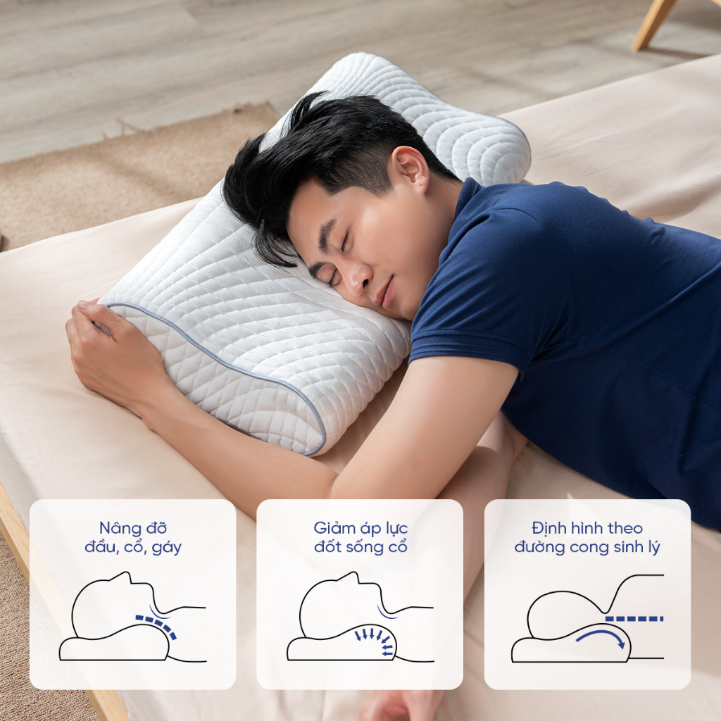 Ảnh Gối Foam Goodnight Nori 1.0 30*60 lượn sóng nâng đỡ cổ vai gáy 4