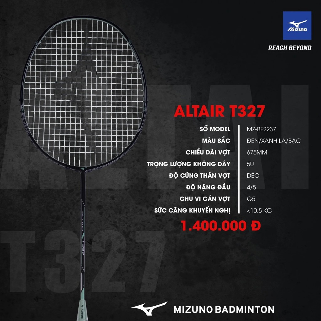 Ảnh Vợt cầu lông Mizuno Altair T327 chính hãng, 5U (KHUNG VỢT) 1