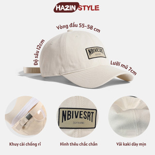Mũ lưỡi trai HAZIN thêu chữ NBIVESRT nhiều màu, nón lưỡi trai vải KAKI thoáng mát kiểu dáng mới phù hợp đi học, đi chơi