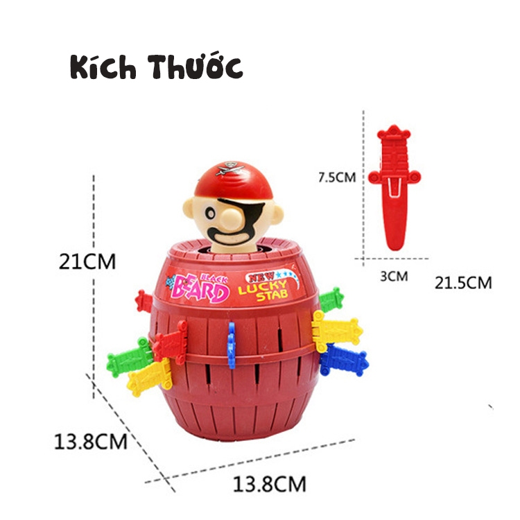 Đồ Chơi Đâm Hải Tặc Size Lớn 21Cm, Trò Chơi Thùng Hải Tặc Vui Nhộn Kèm 24 Kiếm Cho Bé Và Gia Đình