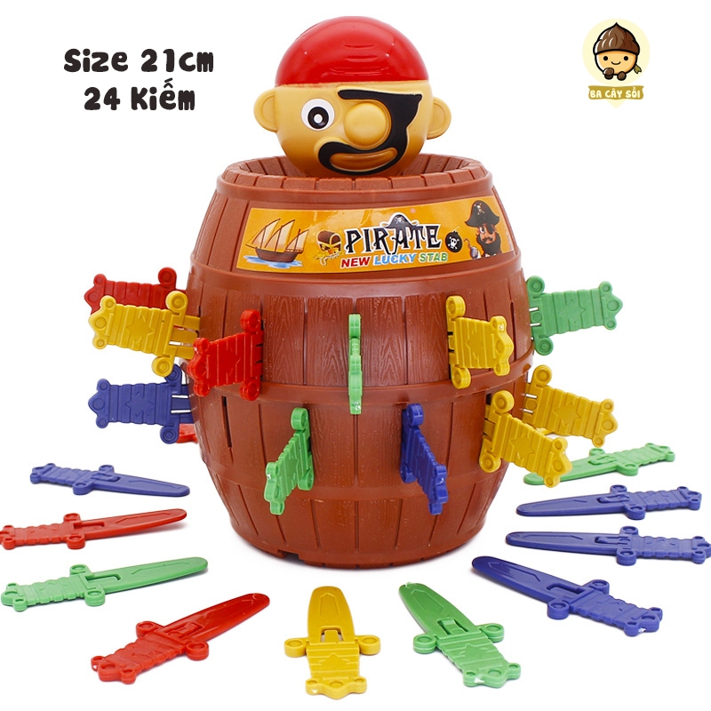 Đồ Chơi Đâm Hải Tặc Size Lớn 21Cm, Trò Chơi Thùng Hải Tặc Vui Nhộn Kèm 24 Kiếm Cho Bé Và Gia Đình