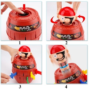 Đồ Chơi Đâm Hải Tặc Size Lớn 21Cm, Trò Chơi Thùng Hải Tặc Vui Nhộn Kèm 24 Kiếm Cho Bé Và Gia Đình