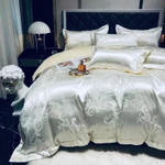 Bộ chăn ga phi lụa Alva cao cấp siêu mềm mịn (4 món có mền), họa tiết thêu chữ H tinh tế, đơn sắc sang trọng, thoáng mát — ảnh 6