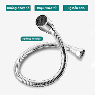 Dây nối vòi nước vạn năng, xoay 720 độ chất liệu inox 304 chống gỉ, chịu nhiệt sử dụng đa năng cho nhiều loại vòi