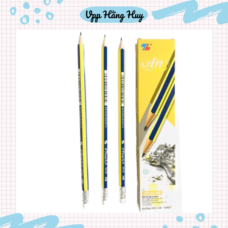 Hộp 10 Bút Chị 2b TL, bút có đầu tẩy