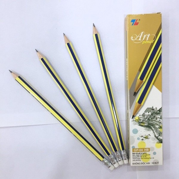 Hộp 10 Bút Chị 2b TL, bút có đầu tẩy