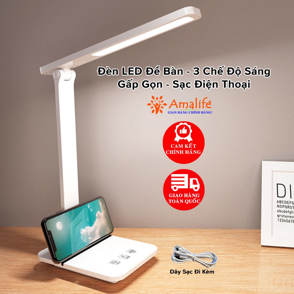 Ảnh Đèn LED 3 Chế Độ Sáng Vàng Điều Chỉnh Gấp Gọn Để Bàn Học Cổng Type C USB Chống Cận Bảo Vệ Mắt Có Loại Pin Hãng Amaiife 1