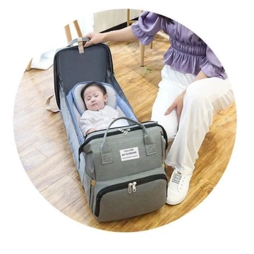 Balo bỉm sữa đa năng tích hợp nôi cho bé, Balo gấp gọn,Túi bỉm sữa kèm cũi vải chống bụi chống thấm nước