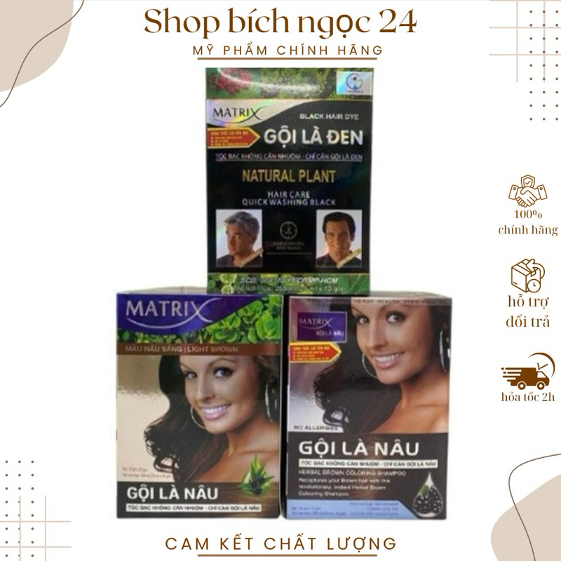 Dầu gội nhuộm tóc Gội Là Nâu ( Gội là Đen ) Matrix hộp 10 gói