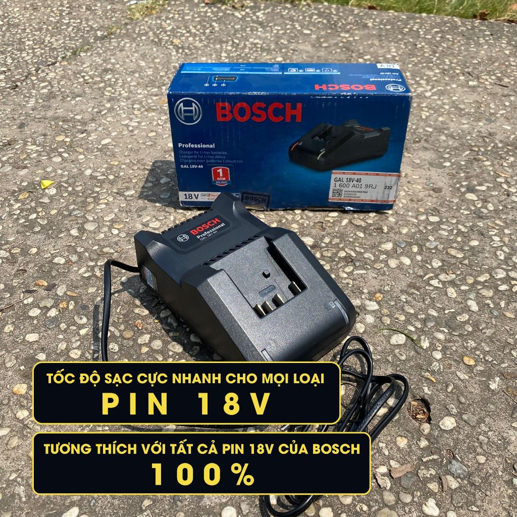 Sạc nhanh Bosch GAL 18V-40 (14.4V, 18V) - Hàng chính hãng