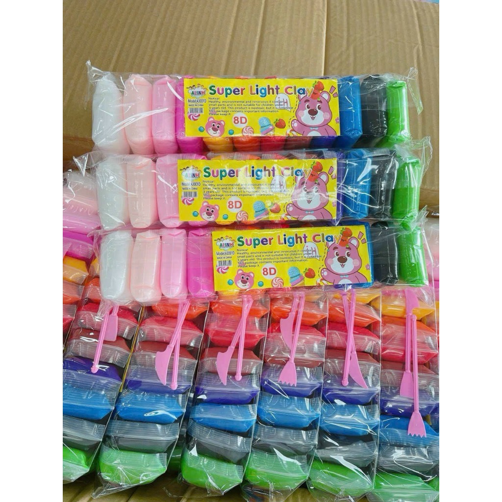 Đất sét Super Light Clay tự khô, đất nặn thủ công an toàn cho bé không dính da tay, không mùi 12 túi xé