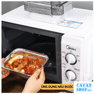 Set 20 chiếc khuôn bạc nướng hình vuông, khay giấy bạc sử dụng cho nồi chiên không dầu nhiều kích thước