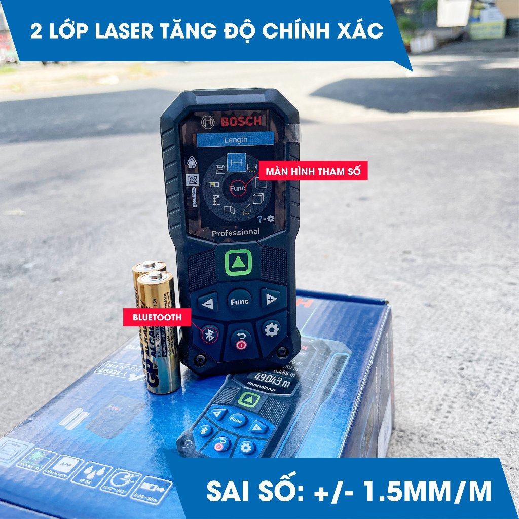 Máy đo khoảng cách Laser tia Xanh Bosch GLM 50-27 CG