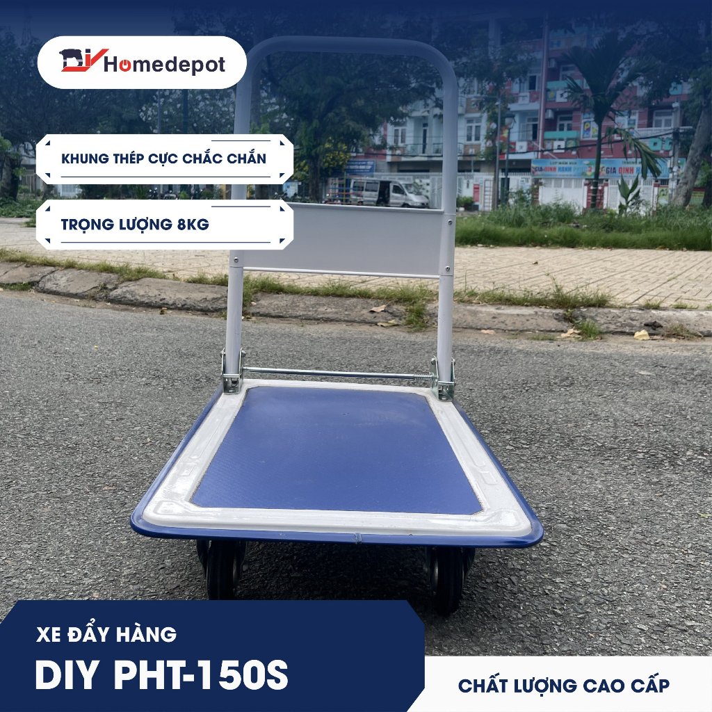 Ảnh Xe đẩy hàng 4 bánh gấp gọn DIY PHT-150S tải trọng 150kg - hàng chính hãng - tiêu chuẩn chất lượng Châu Âu 1
