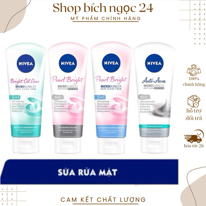 Sữa Rửa Mặt , sưa rủa Làm Trắng Ngừa Mụn Nivea Dành Cho Nữ 100ml